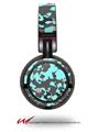Decal style Skin Wrap for Sony MDR ZX100 Headphones WraptorCamo Old School Camouflage Camo Neon Teal (HEADPHONES  NOT INCLUDED)