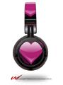Decal style Skin Wrap for Sony MDR ZX100 Headphones Glass Heart Grunge Hot Pink (HEADPHONES  NOT INCLUDED)