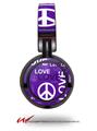 Decal style Skin Wrap for Sony MDR ZX100 Headphones Love and Peace Purple (HEADPHONES  NOT INCLUDED)