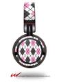 Decal style Skin Wrap for Sony MDR ZX100 Headphones Argyle Pink and Gray (HEADPHONES  NOT INCLUDED)