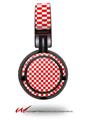Decal style Skin Wrap for Sony MDR ZX100 Headphones Checkered Canvas Red and White (HEADPHONES  NOT INCLUDED)