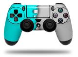 WraptorSkinz Skin compatible with Sony PS4 Dualshock Controller PlayStation 4 Original Slim and Pro Ripped Colors Neon Teal Gray (CONTROLLER NOT INCLUDED)