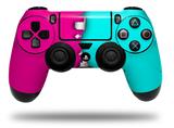 WraptorSkinz Skin compatible with Sony PS4 Dualshock Controller PlayStation 4 Original Slim and Pro Ripped Colors Hot Pink Neon Teal (CONTROLLER NOT INCLUDED)