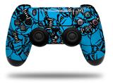 WraptorSkinz Skin compatible with Sony PS4 Dualshock Controller PlayStation 4 Original Slim and ProScattered Skulls Neon Blue (CONTROLLER NOT INCLUDED)