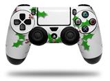 WraptorSkinz Skin compatible with Sony PS4 Dualshock Controller PlayStation 4 Original Slim and Pro Christmas Holly Leaves on White (CONTROLLER NOT INCLUDED)