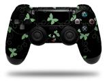 WraptorSkinz Skin compatible with Sony PS4 Dualshock Controller PlayStation 4 Original Slim and Pro Pastel Butterflies Green on Black (CONTROLLER NOT INCLUDED)