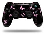 WraptorSkinz Skin compatible with Sony PS4 Dualshock Controller PlayStation 4 Original Slim and Pro Pastel Butterflies Pink on Black (CONTROLLER NOT INCLUDED)