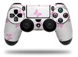 WraptorSkinz Skin compatible with Sony PS4 Dualshock Controller PlayStation 4 Original Slim and Pro Pastel Butterflies Pink on White (CONTROLLER NOT INCLUDED)
