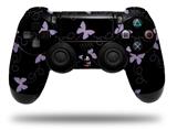 WraptorSkinz Skin compatible with Sony PS4 Dualshock Controller PlayStation 4 Original Slim and Pro Pastel Butterflies Purple on Black (CONTROLLER NOT INCLUDED)