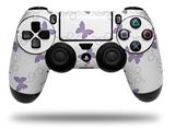 WraptorSkinz Skin compatible with Sony PS4 Dualshock Controller PlayStation 4 Original Slim and Pro Pastel Butterflies Purple on White (CONTROLLER NOT INCLUDED)