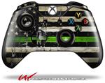 Decal Style Skin for Microsoft XBOX One Wireless Controller Painted Faded and Cracked Green Line USA American Flag - (CONTROLLER NOT INCLUDED)