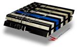 Vinyl Decal Skin Wrap compatible with Sony PlayStation 4 Original Console Painted Faded Cracked Blue Line Stripe USA American Flag (PS4 NOT INCLUDED)