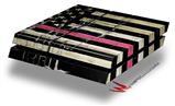 Vinyl Decal Skin Wrap compatible with Sony PlayStation 4 Original Console Painted Faded and Cracked Pink Line USA American Flag (PS4 NOT INCLUDED)
