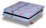 Vinyl Decal Skin Wrap compatible with Sony PlayStation 4 Original Console Flamingos on Blue (PS4 NOT INCLUDED)