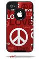Love and Peace Red - Decal Style Vinyl Skin fits Otterbox Commuter iPhone4/4s Case (CASE SOLD SEPARATELY)