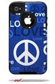 Love and Peace Blue - Decal Style Vinyl Skin fits Otterbox Commuter iPhone4/4s Case (CASE SOLD SEPARATELY)