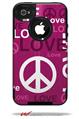 Love and Peace Hot Pink - Decal Style Vinyl Skin fits Otterbox Commuter iPhone4/4s Case (CASE SOLD SEPARATELY)