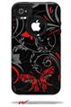 Twisted Garden Gray and Red - Decal Style Vinyl Skin fits Otterbox Commuter iPhone4/4s Case (CASE SOLD SEPARATELY)