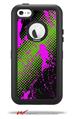 Halftone Splatter Hot Pink Green - Decal Style Vinyl Skin fits Otterbox Defender iPhone 5C Case (CASE SOLD SEPARATELY)