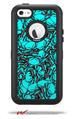 Scattered Skulls Neon Teal - Decal Style Vinyl Skin fits Otterbox Defender iPhone 5C Case (CASE SOLD SEPARATELY)
