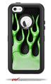 Metal Flames Green - Decal Style Vinyl Skin fits Otterbox Defender iPhone 5C Case (CASE SOLD SEPARATELY)