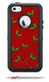 Christmas Holly Leaves on Red - Decal Style Vinyl Skin fits Otterbox Defender iPhone 5C Case (CASE SOLD SEPARATELY)