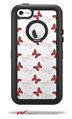 Pastel Butterflies Red on White - Decal Style Vinyl Skin fits Otterbox Defender iPhone 5C Case (CASE SOLD SEPARATELY)
