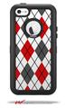 Argyle Red and Gray - Decal Style Vinyl Skin fits Otterbox Defender iPhone 5C Case (CASE SOLD SEPARATELY)