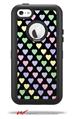Pastel Hearts on Black - Decal Style Vinyl Skin fits Otterbox Defender iPhone 5C Case (CASE SOLD SEPARATELY)