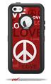 Love and Peace Red - Decal Style Vinyl Skin fits Otterbox Defender iPhone 5C Case (CASE SOLD SEPARATELY)