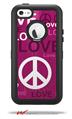 Love and Peace Hot Pink - Decal Style Vinyl Skin fits Otterbox Defender iPhone 5C Case (CASE SOLD SEPARATELY)