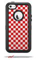 Checkered Canvas Red and White - Decal Style Vinyl Skin fits Otterbox Defender iPhone 5C Case (CASE SOLD SEPARATELY)