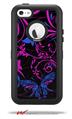 Twisted Garden Hot Pink and Blue - Decal Style Vinyl Skin fits Otterbox Defender iPhone 5C Case (CASE SOLD SEPARATELY)