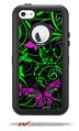 Twisted Garden Green and Hot Pink - Decal Style Vinyl Skin fits Otterbox Defender iPhone 5C Case (CASE SOLD SEPARATELY)
