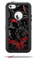 Twisted Garden Gray and Red - Decal Style Vinyl Skin fits Otterbox Defender iPhone 5C Case (CASE SOLD SEPARATELY)