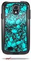 Scattered Skulls Neon Teal - Decal Style Vinyl Skin fits Otterbox Commuter Case for Samsung Galaxy S4 (CASE SOLD SEPARATELY)