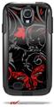 Twisted Garden Gray and Red - Decal Style Vinyl Skin fits Otterbox Commuter Case for Samsung Galaxy S4 (CASE SOLD SEPARATELY)