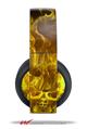 Vinyl Decal Skin Wrap compatible with Original Sony PlayStation 4 Gold Wireless Headphones Flaming Fire Skull Yellow (PS4 HEADPHONES NOT INCLUDED)