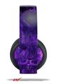 Vinyl Decal Skin Wrap compatible with Original Sony PlayStation 4 Gold Wireless Headphones Flaming Fire Skull Purple (PS4 HEADPHONES NOT INCLUDED)