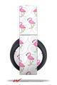 Vinyl Decal Skin Wrap compatible with Original Sony PlayStation 4 Gold Wireless Headphones Flamingos on White (PS4 HEADPHONES NOT INCLUDED)