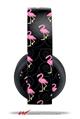 Vinyl Decal Skin Wrap compatible with Original Sony PlayStation 4 Gold Wireless Headphones Flamingos on Black (PS4 HEADPHONES NOT INCLUDED)