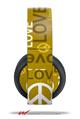 Vinyl Decal Skin Wrap compatible with Original Sony PlayStation 4 Gold Wireless Headphones Love and Peace Yellow (PS4 HEADPHONES NOT INCLUDED)
