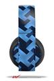 Vinyl Decal Skin Wrap compatible with Original Sony PlayStation 4 Gold Wireless Headphones Retro Houndstooth Blue (PS4 HEADPHONES NOT INCLUDED)