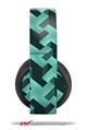 Vinyl Decal Skin Wrap compatible with Original Sony PlayStation 4 Gold Wireless Headphones Retro Houndstooth Seafoam Green (PS4 HEADPHONES NOT INCLUDED)