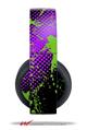 Vinyl Decal Skin Wrap compatible with Original Sony PlayStation 4 Gold Wireless Headphones Halftone Splatter Green Purple (PS4 HEADPHONES NOT INCLUDED)
