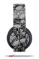 Vinyl Decal Skin Wrap compatible with Original Sony PlayStation 4 Gold Wireless Headphones Scattered Skulls Gray (PS4 HEADPHONES NOT INCLUDED)