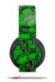 Vinyl Decal Skin Wrap compatible with Original Sony PlayStation 4 Gold Wireless Headphones Scattered Skulls Green (PS4 HEADPHONES NOT INCLUDED)