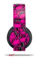 Vinyl Decal Skin Wrap compatible with Original Sony PlayStation 4 Gold Wireless Headphones Scattered Skulls Hot Pink (PS4 HEADPHONES NOT INCLUDED)