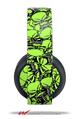Vinyl Decal Skin Wrap compatible with Original Sony PlayStation 4 Gold Wireless Headphones Scattered Skulls Neon Green (PS4 HEADPHONES NOT INCLUDED)
