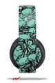 Vinyl Decal Skin Wrap compatible with Original Sony PlayStation 4 Gold Wireless Headphones Scattered Skulls Seafoam Green (PS4 HEADPHONES NOT INCLUDED)
